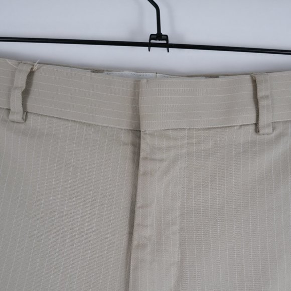 Express Producer Mens 33x32 Beige Pinstripes Flat Front Dress Pants - Picture 3 of 10